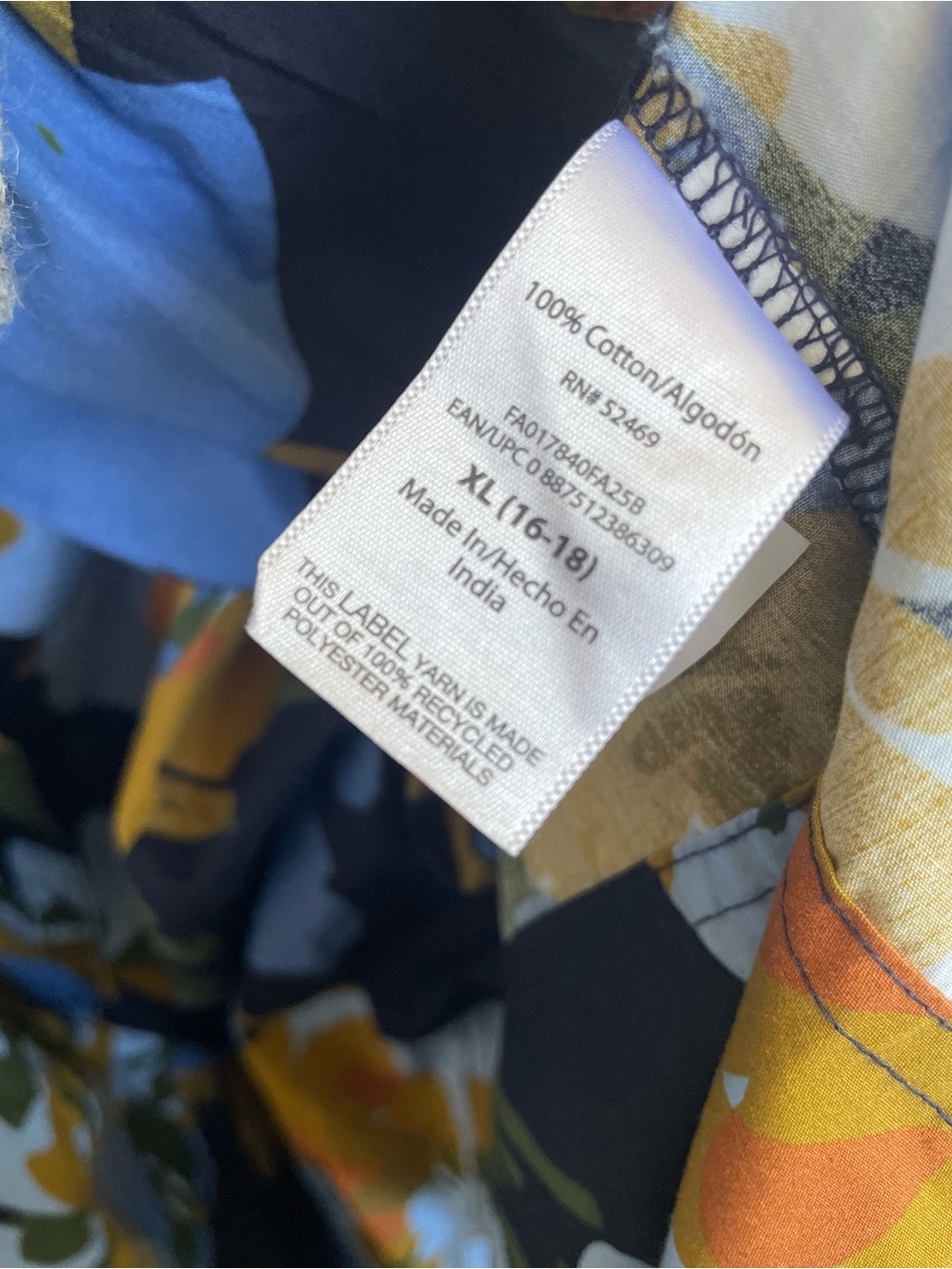100% Cotton Floral Print Navy Wrap Midi Dress - Blue & Mustard - Picture 2 of 2